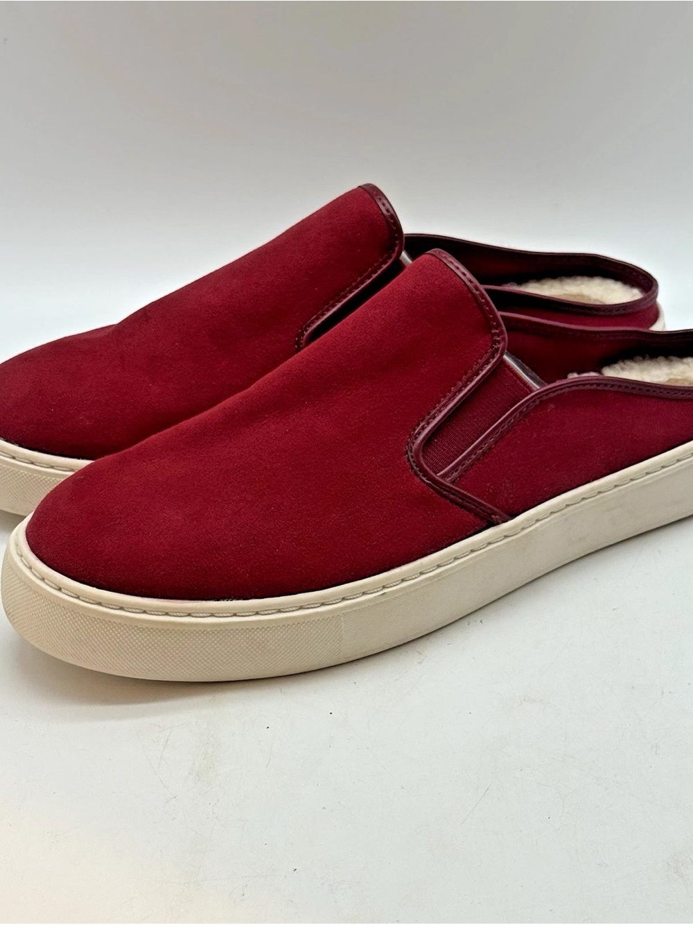 Time and Tru Burgundy Slip-On Mule Sneakers with Cream Sole